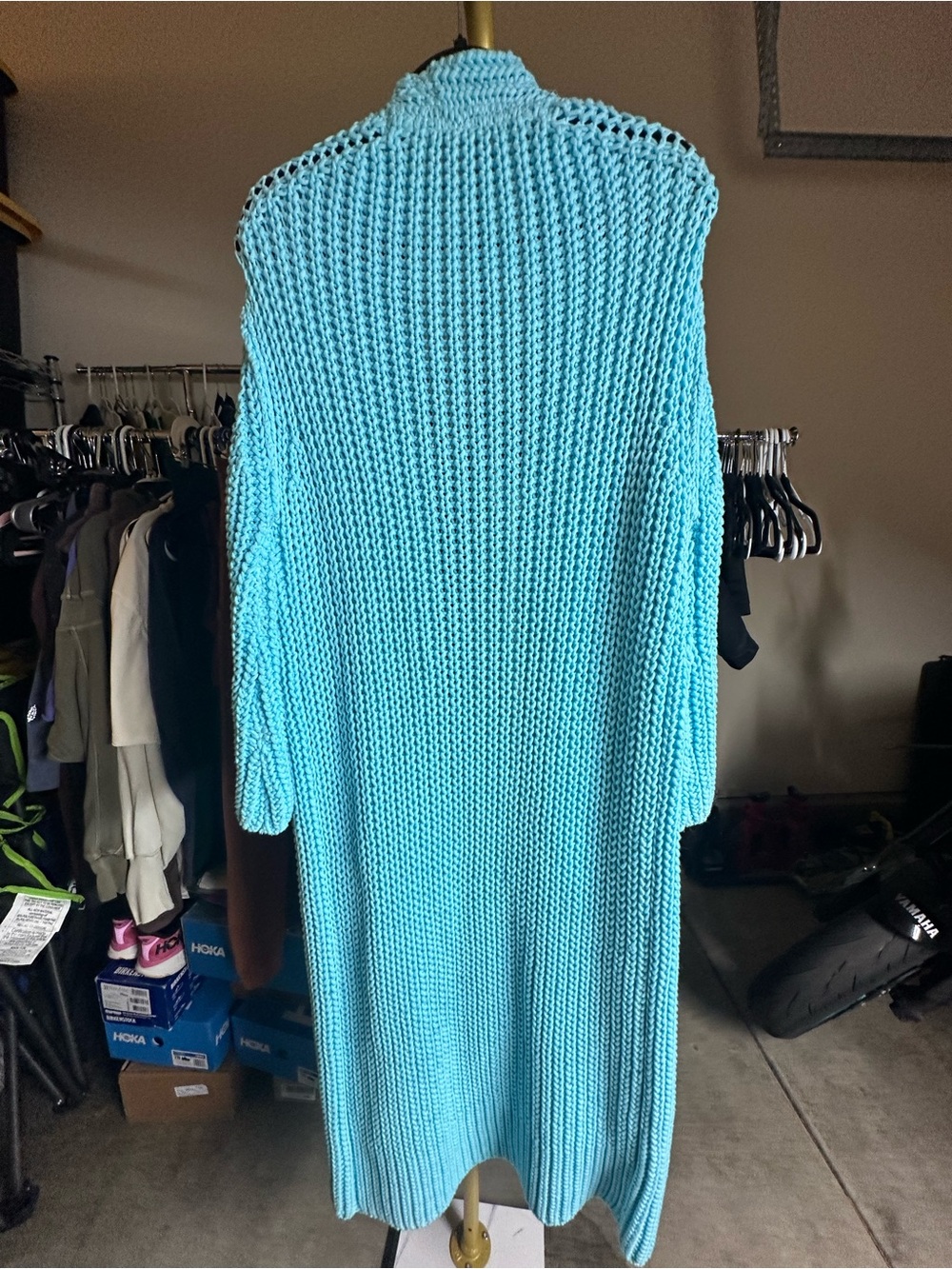 NEW FREE PEOPLE Offside Longline Crystal Seas Blue Cardigan Size S - Picture 7 of 7